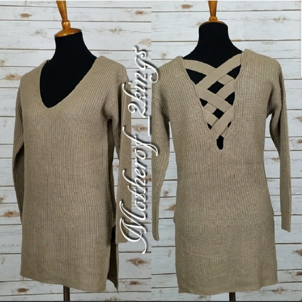 🍁TAN CRISS-CROSS BACK SWEATER